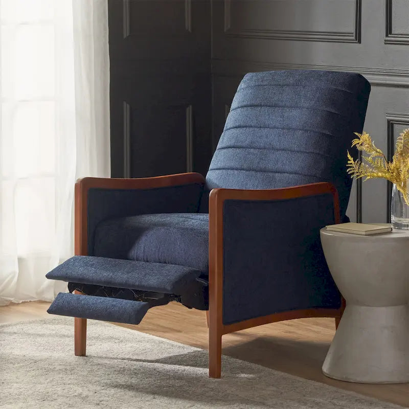 Fauteuil inclinable mi-siècle moderne en tissu à dossier poussoir