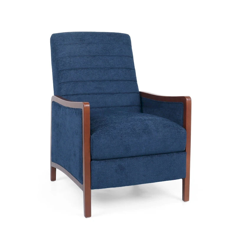 Fauteuil inclinable mi-siècle moderne en tissu à dossier poussoir