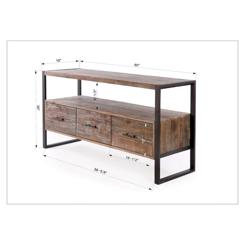 Console avec 3 tiroirs et étagère ouverte