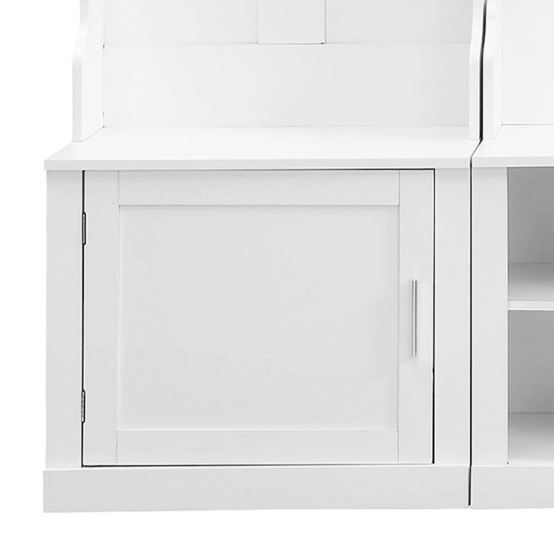Porte-manteau d'entrée en bois autoportant 4-en-1 minimaliste avec plusieurs espaces de rangement