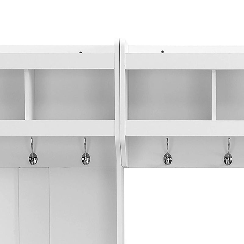 Porte-manteau d'entrée en bois autoportant 4-en-1 minimaliste avec plusieurs espaces de rangement