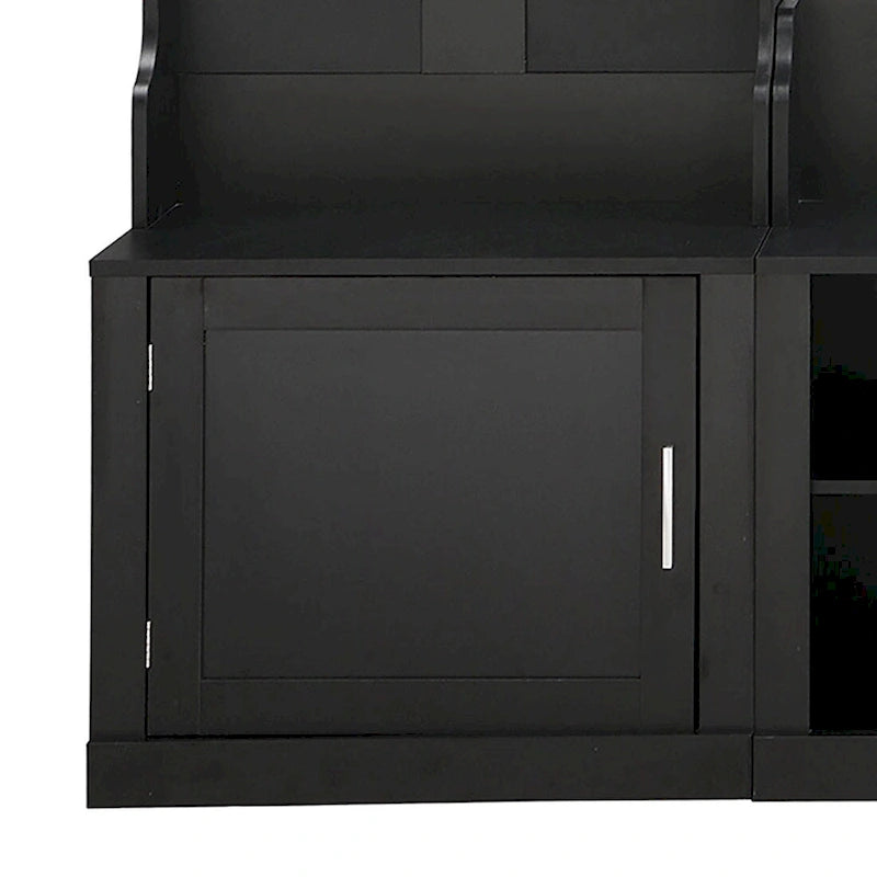 Porte-manteau d'entrée en bois autoportant 4-en-1 minimaliste avec plusieurs espaces de rangement