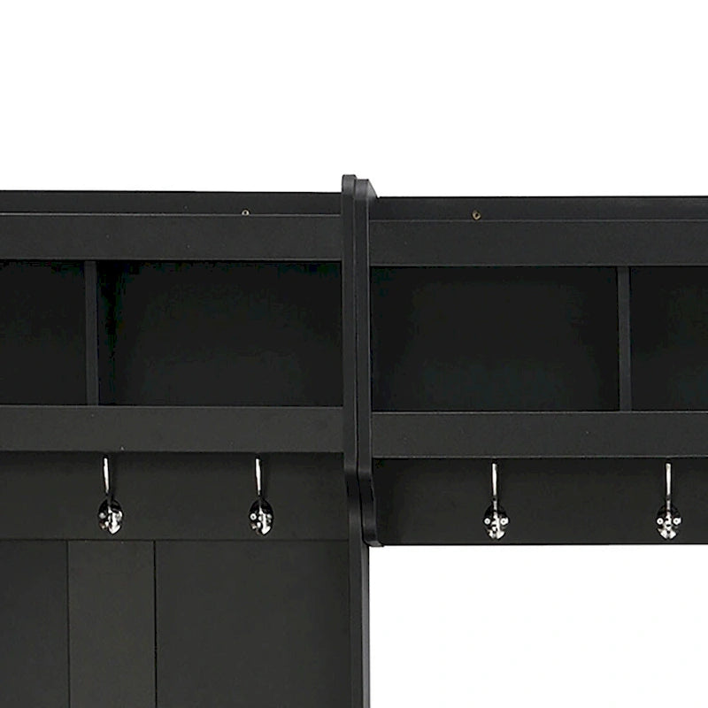 Porte-manteau d'entrée en bois autoportant 4-en-1 minimaliste avec plusieurs espaces de rangement