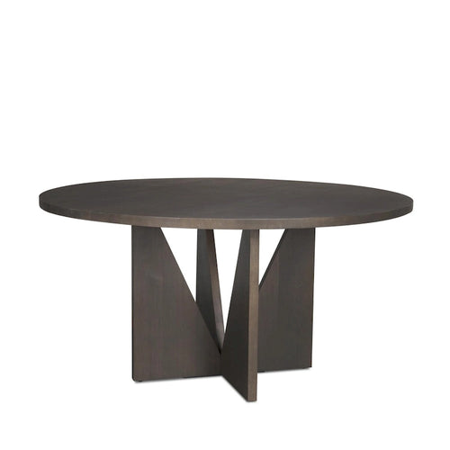 Tarro 60 Round Textured Espresso Wood w/ Geometrical Base Dining Table - 60.0L x 60.0W x 30.0H