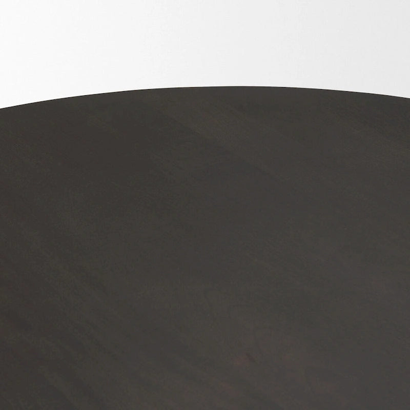 Table à manger ronde de 60 pouces en bois texturé couleur expresso avec base géométrique