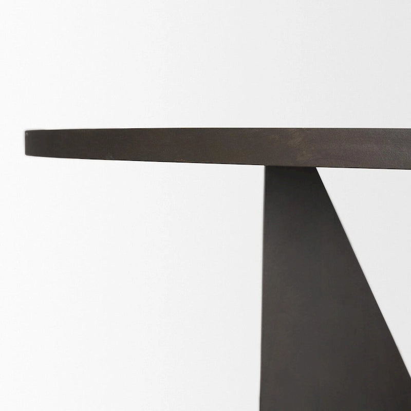 Table à manger ronde de 60 pouces en bois texturé couleur expresso avec base géométrique
