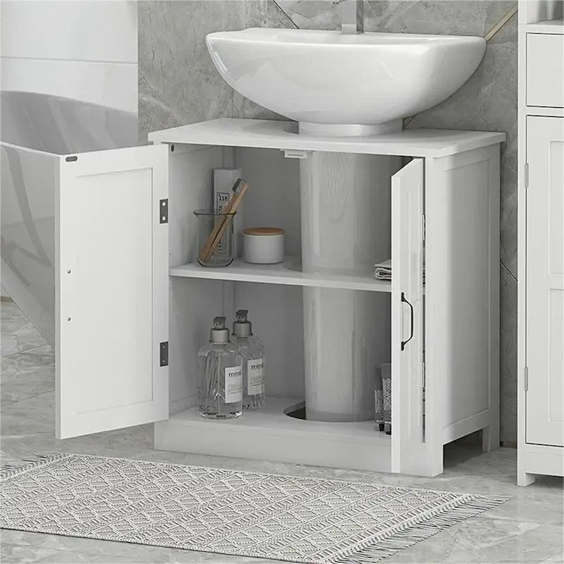 Meuble sous-vasque en bois pour salle de bain avec étagère réglable (sans vasque)