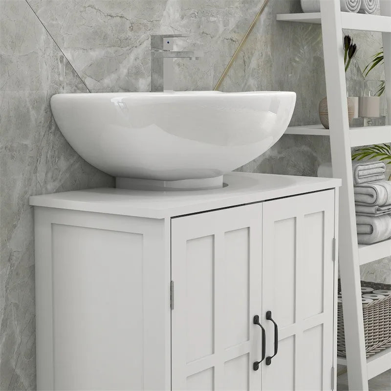 Meuble sous-vasque en bois pour salle de bain avec étagère réglable (sans vasque)
