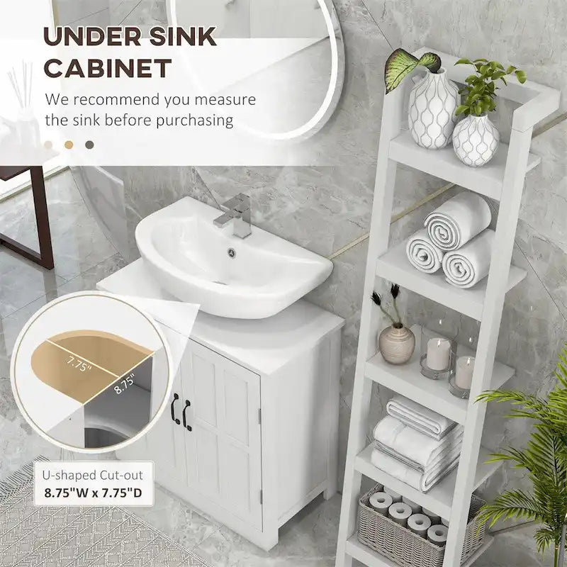 Meuble sous-vasque en bois pour salle de bain avec étagère réglable (sans vasque)