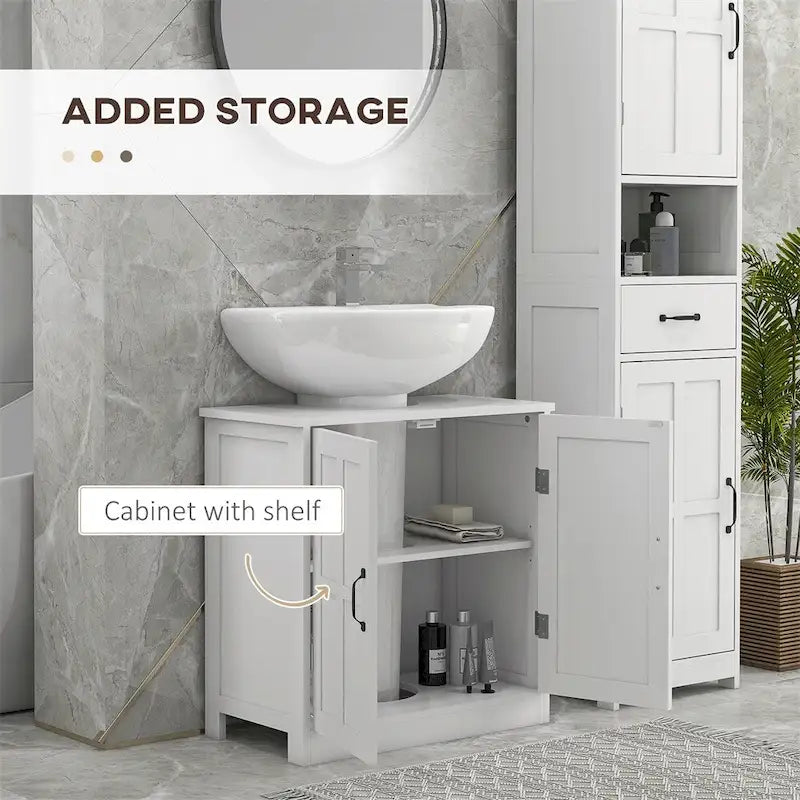 Meuble sous-vasque en bois pour salle de bain avec étagère réglable (sans vasque)