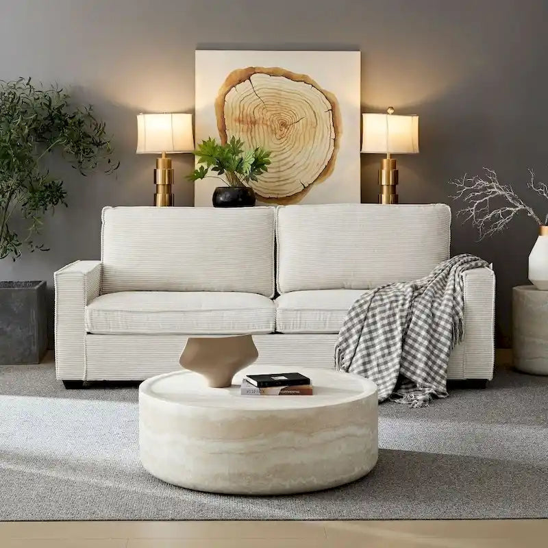 Canapé au design moderne de 87,4 pouces avec porte-gobelet et sacs de rangement
