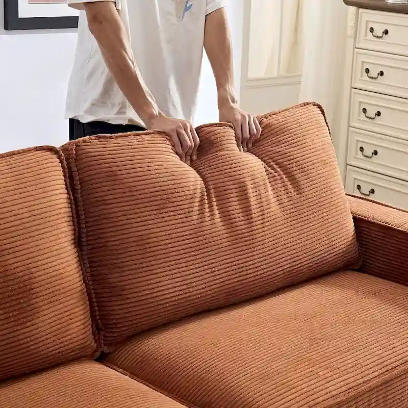 Canapé au design moderne de 87,4 pouces avec porte-gobelet et sacs de rangement