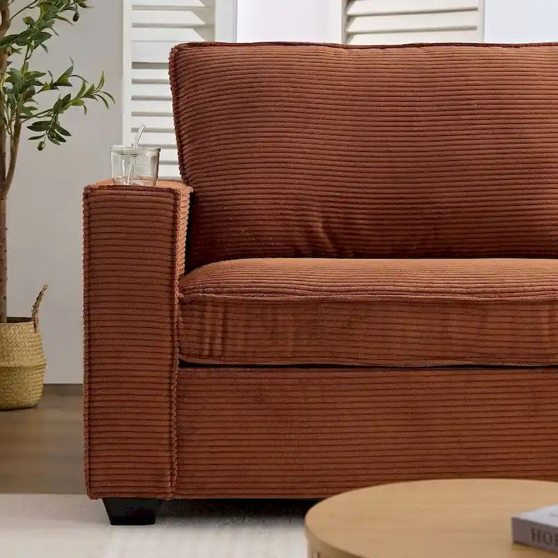 Canapé au design moderne de 87,4 pouces avec porte-gobelet et sacs de rangement